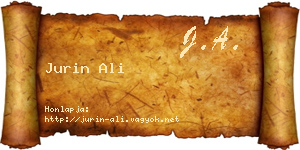 Jurin Ali névjegykártya